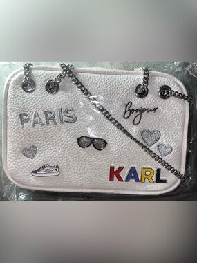 Karl Lagerfeld White Paris Patch Crossbody Bag